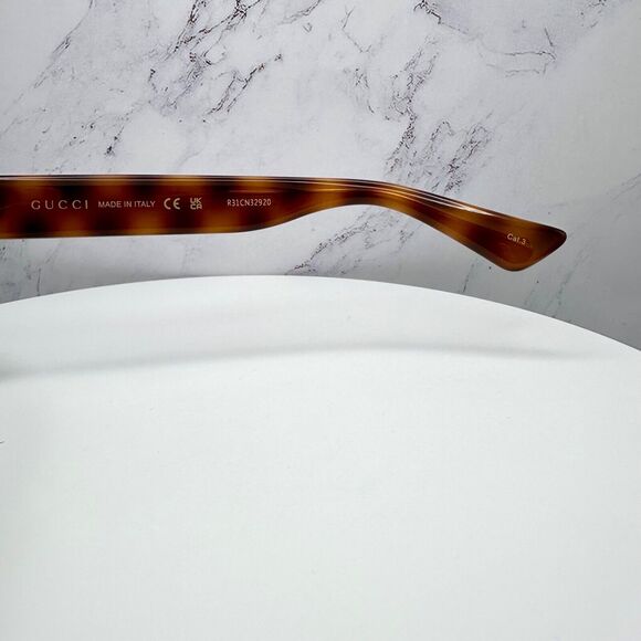 New GUCCI Sunglasses Brown Tortoise Shell Oval Gold GG Logo Womens - Picture 8 of 16
